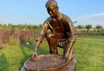 仿古茶道雕塑 彩繪制茶雕塑 步行街民俗雕塑