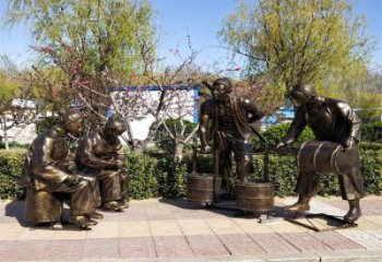 景觀茶道雕塑 彩繪制茶雕塑 商業(yè)街民俗雕塑