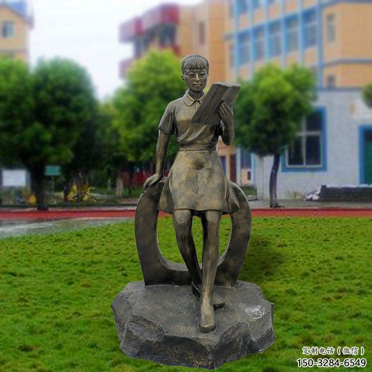 戶外看書雕塑 噴漆人物雕塑 抽象學(xué)生雕塑