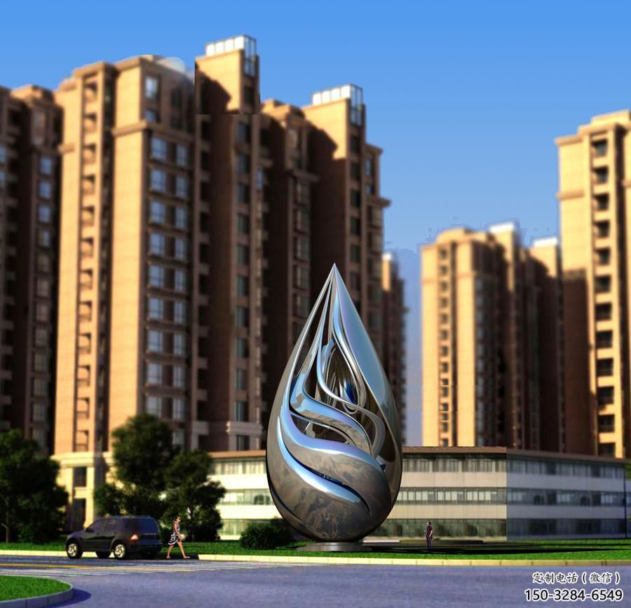 彩繪水珠雕塑 電鍍現代雕塑 公園雕塑