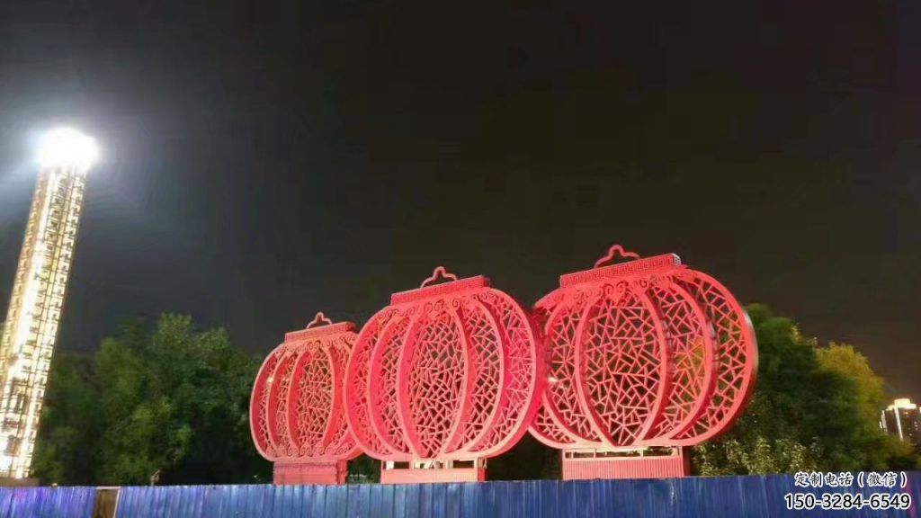 景觀(guān)燈籠雕塑 烤漆大型雕塑 酒店雕塑