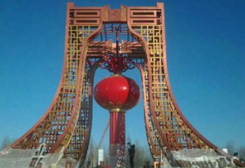 商業街燈籠雕塑 烤漆雕塑 彩繪雕塑