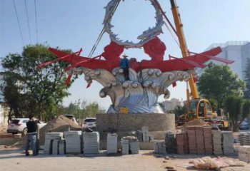 公園龍舟雕塑 創意企業競賽雕塑 美陳劃槳雕塑