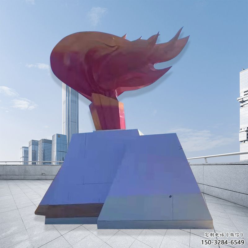 噴漆火把雕塑 中式村口星火相傳主題 草地篝火雕塑