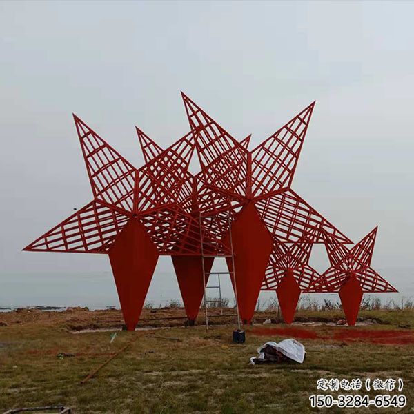 異形五角星雕塑 現代校園紅色文化 校園黨建雕塑