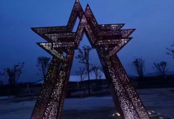 幾何五角星雕塑 發光公園紅色文化 大門口黨建雕塑