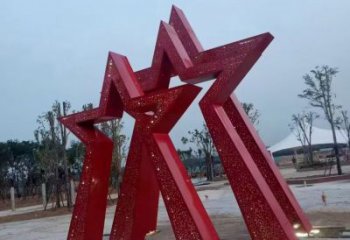 中式五角星雕塑 啞光黨建雕塑 游樂(lè)場(chǎng)紅色文化