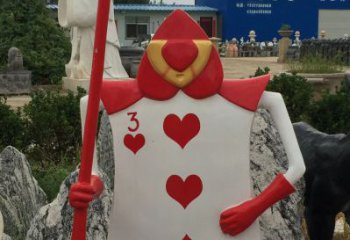 大門口撲克雕塑 發(fā)光公園雕塑 仿真撲克牌雕塑
