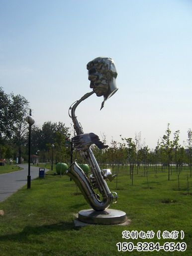 公園薩克斯雕塑 創(chuàng)意企業(yè)西方樂隊雕塑 美陳樂器雕塑