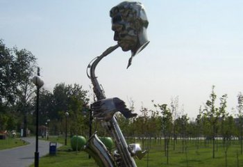 公園薩克斯雕塑 創意企業西方樂隊雕塑 美陳樂器雕塑