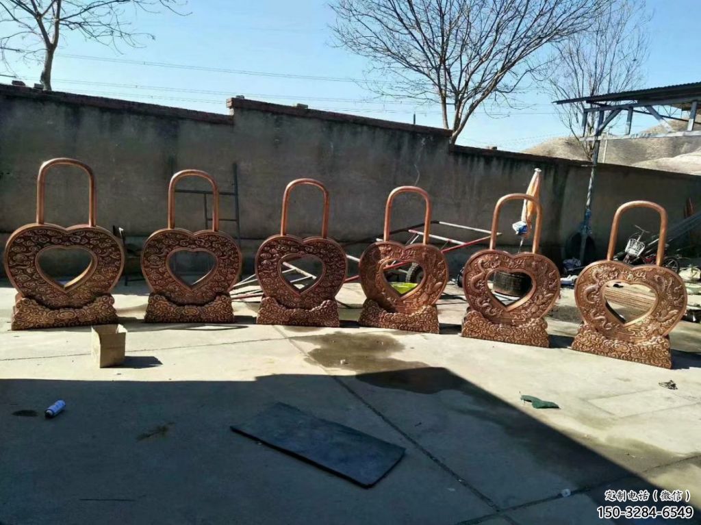 房地產鎖子雕塑 剪影同心鎖雕塑 鍛造雕塑