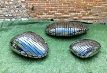 幾何鵝卵石雕塑 發光公園雕塑 大門口空心石雕塑