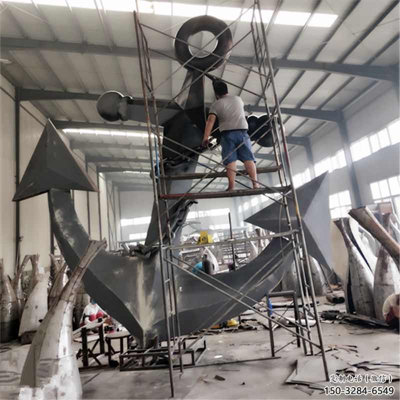 彩繪船錨雕塑 景觀雕塑 街頭碼頭雕塑