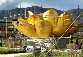 噴漆蓮花雕塑 中式村口水蓮花雕塑 草地花卉雕塑