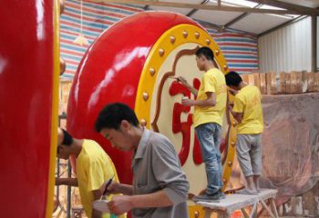 景觀戰(zhàn)鼓雕塑 烤漆大型喜慶雕塑 酒店民族雕塑