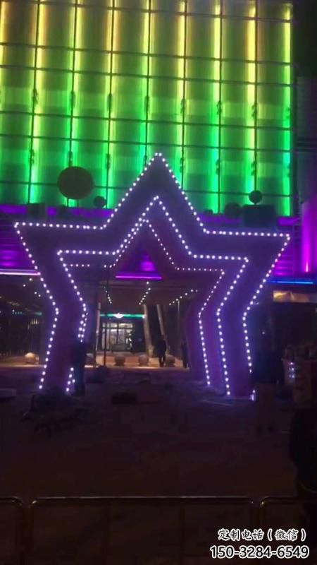 五角星門頭雕塑，燈光不銹鋼門頭雕塑