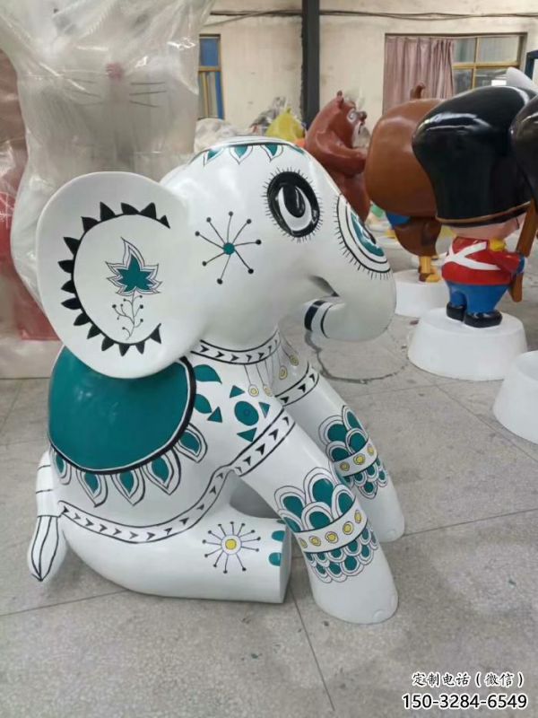 大象標識雕塑，廣場雕塑，玻璃鋼彩繪大象雕塑生產