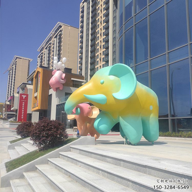 景觀大象雕塑優選，陸地擺件，藝術彩繪大象雕塑供應
