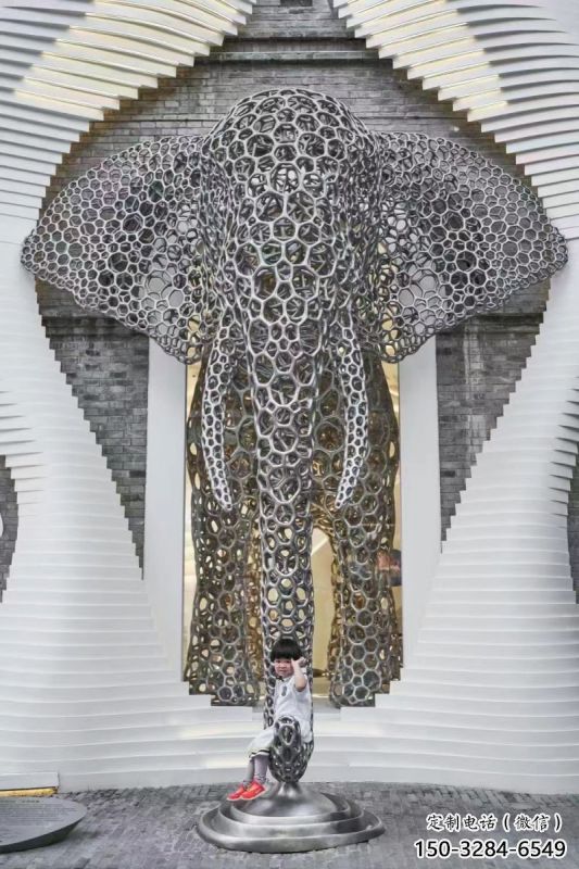 大象頭雕塑預定，城區(qū)小品，鏤空大象雕塑制造商