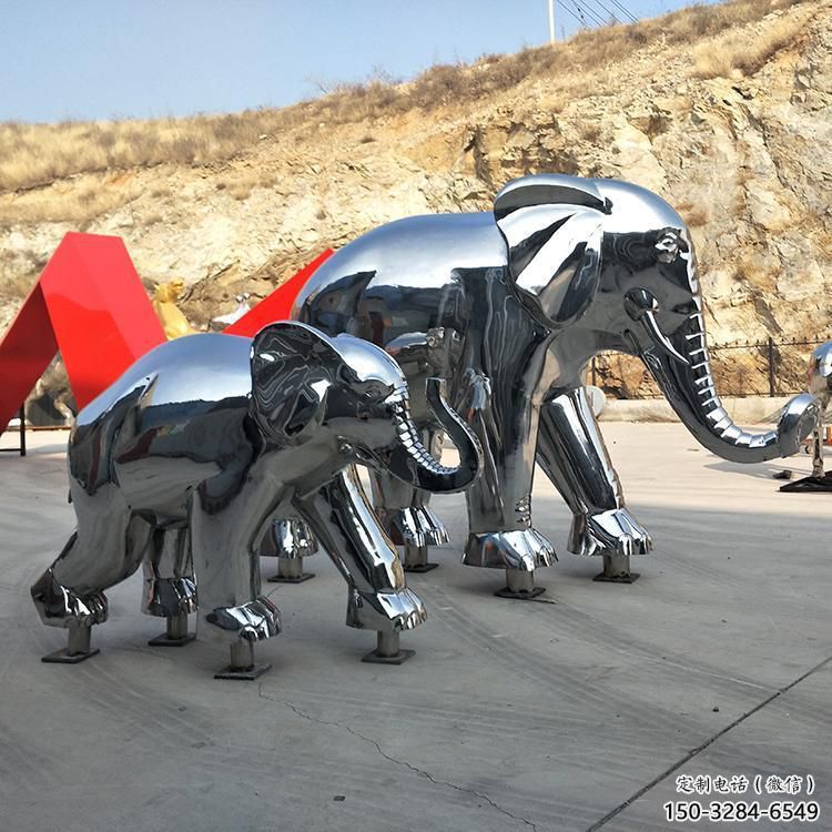 戶外大象雕塑廠家，動物景觀雕塑，不銹鋼動物雕塑生產(chǎn)