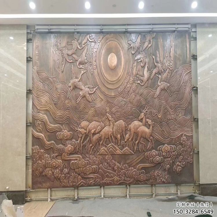 景觀仙鶴浮雕廠家，陸地擺件，公園動物浮雕精品