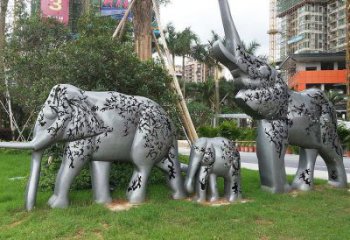 大象雕塑精品，白鋼構件，別墅卡通大象雕塑供求