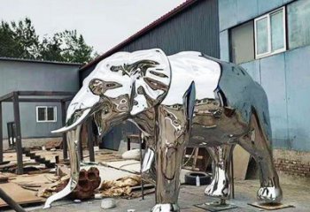 大型大象雕塑制作，動物小品，鏡面大象雕塑提供