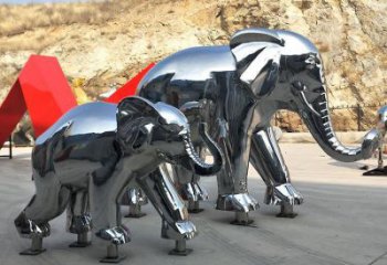 戶外大象雕塑廠家，動物景觀雕塑，不銹鋼動物雕塑生產