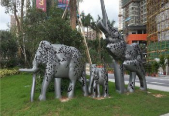 金屬大象雕塑制造，公園雕塑，鏡面大象雕塑展品