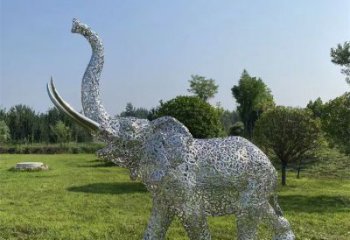 大象雕塑標志精選，街頭藝術，公園鏤空大象雕塑承接