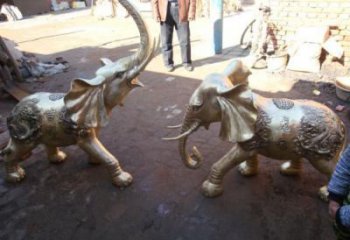 大象雕塑制作優(yōu)選，戶外雕塑，軟裝銅大象雕塑優(yōu)選