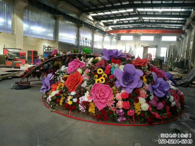 商業(yè)花籃雕塑承接，鍛造工藝，不銹鋼花籃雕塑抽象訂做