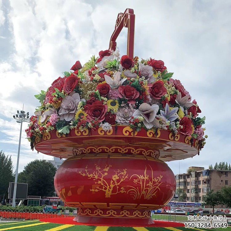 文化花籃雕塑展品，景觀雕塑，景觀花籃雕塑供應