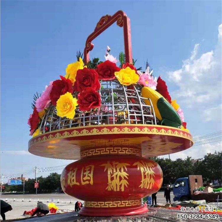 玻璃鋼花籃雕塑供應，靜態雕塑，景區花籃雕塑展品
