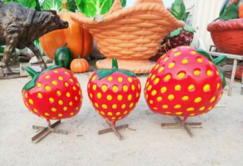 廣場果籃雕塑訂做，城市雕塑，景觀草莓果籃雕塑工程