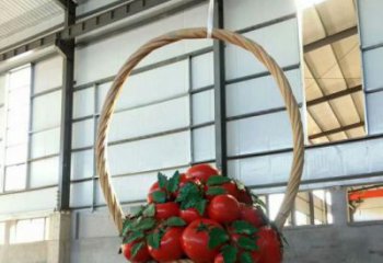 果籃雕塑定價，街頭雕塑，烤漆草莓果籃雕塑定價