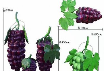 門口果籃雕塑點擊，地標擺件，葡萄果籃雕塑承接