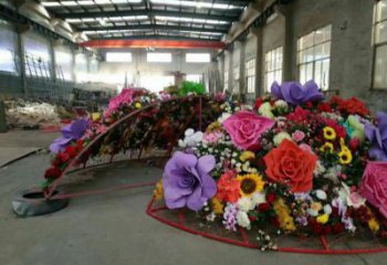 花籃雕塑服務(wù)商，標(biāo)志性雕塑，不銹鋼花籃雕塑創(chuàng)意訂做