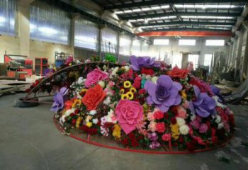 商業花籃雕塑承接，鍛造工藝，不銹鋼花籃雕塑抽象訂做