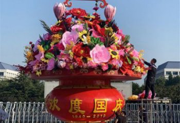 花籃雕塑供需，標(biāo)識(shí)雕塑，景觀藝術(shù)仿真花籃雕塑制造商