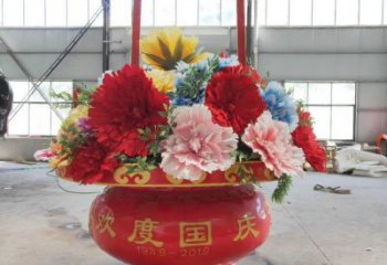 花籃雕塑通用，街道標(biāo)識(shí)，鋼鑄仿真花籃雕塑承接