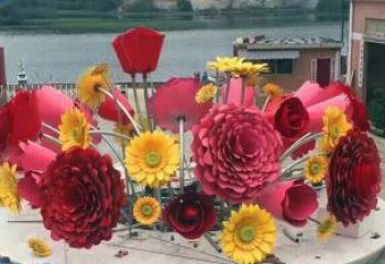 地產(chǎn)花籃雕塑定做，城區(qū)小品，裝飾景觀葵花花籃雕塑定價
