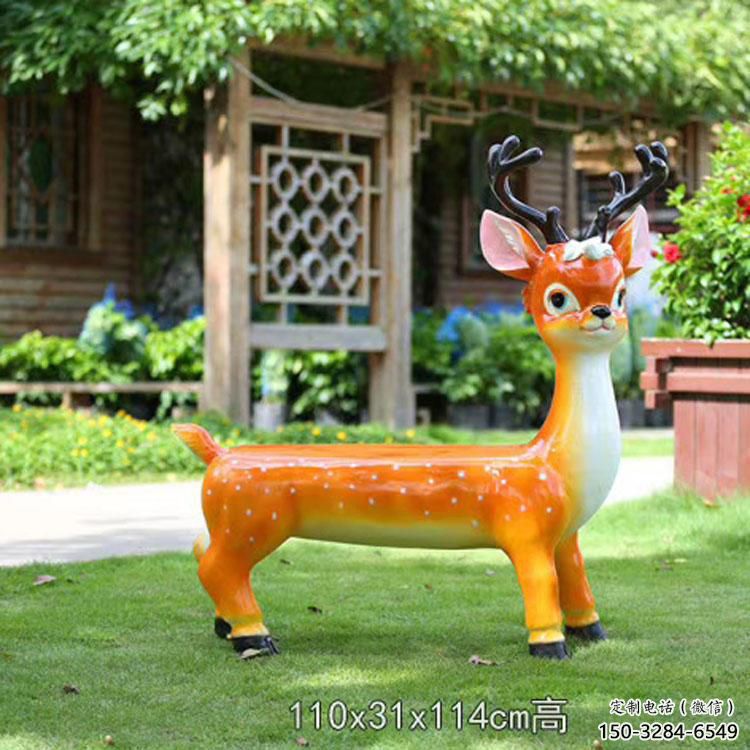 幼兒園坐凳雕塑，小鹿坐凳雕塑，卡通動物類型