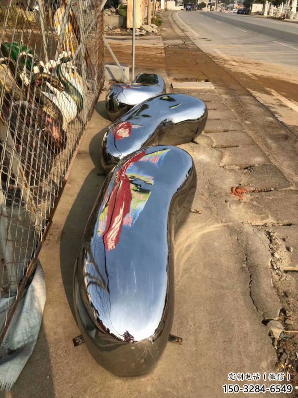 園林坐凳雕塑，噴漆景觀雕塑，鏡面形式