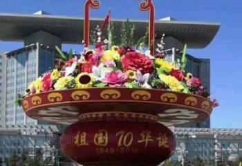 花籃雕塑服務(wù)商，街道標(biāo)識(shí)，小區(qū)花籃雕塑定制