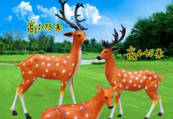 彩繪梅花鹿雕塑選用，廣場(chǎng)雕塑，玻璃鋼動(dòng)物雕塑選用