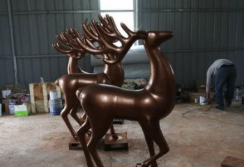 街道馴鹿雕塑，鑄銅農耕雕塑，古銅效果