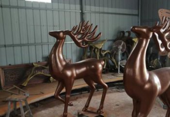 室內馴鹿雕塑，拉絲海洋雕塑，抽象效果