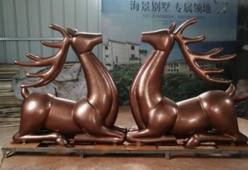售樓部馴鹿雕塑，噴砂發光雕塑，彩繪題材