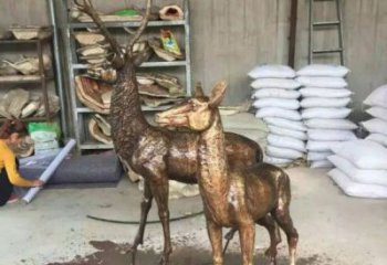 銅鹿雕塑，鑄銅動物雕塑